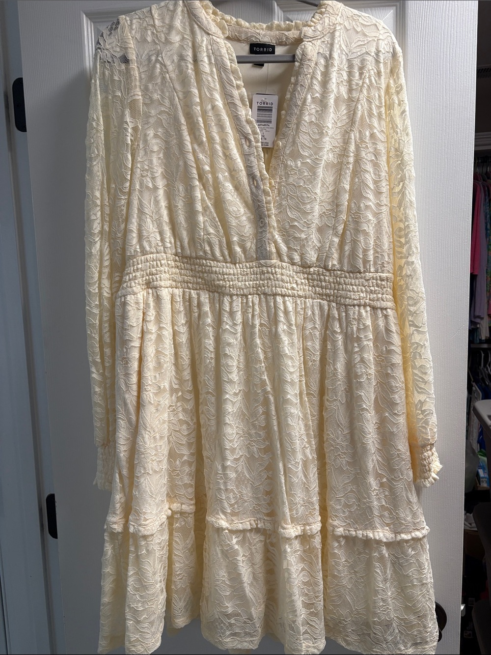 torrid Cream Lace Tiered Midi Dress